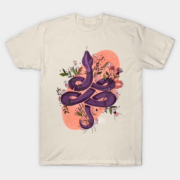 Snakes & Roses T-Shirt by DejaDoodlesArt